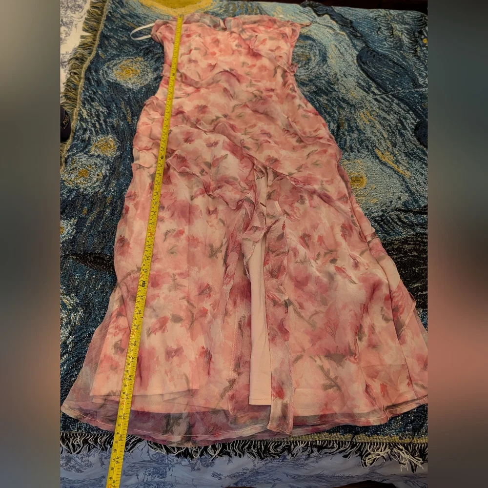 Lulu's Pink Floral Ruffled Slip Dress - Picture 13 of 13